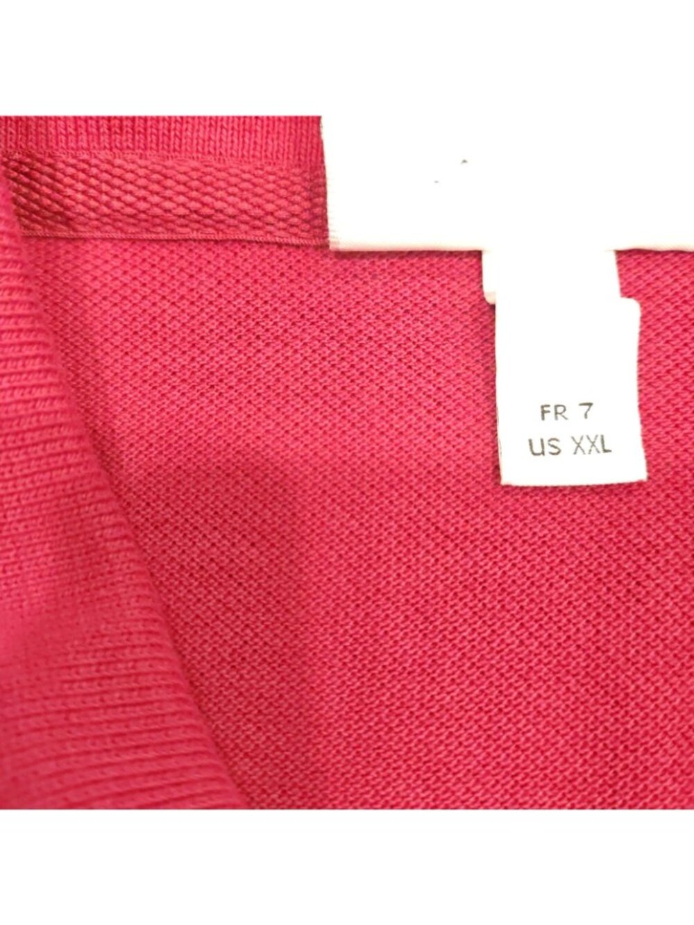 Lacoste Polo Shirt Mens 2XL Red Regular Fit Cotton Side Stripe Croc Logo Pique - Picture 9 of 12